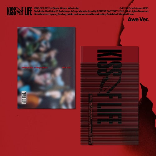 Album cover for 'Kiss of Life' with text and silhouette on a red background