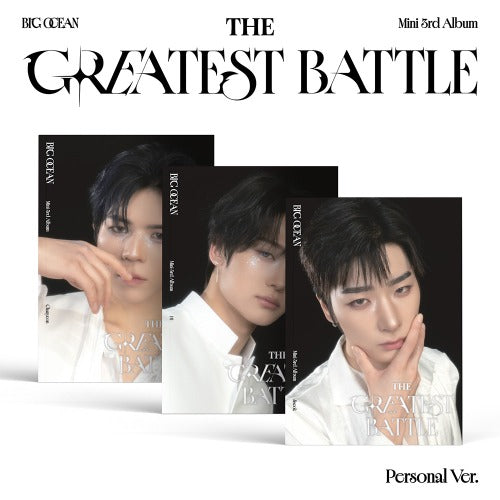 Album cover for 'The Greatest Battle' by BIG OCEAN with three portraits of a person.