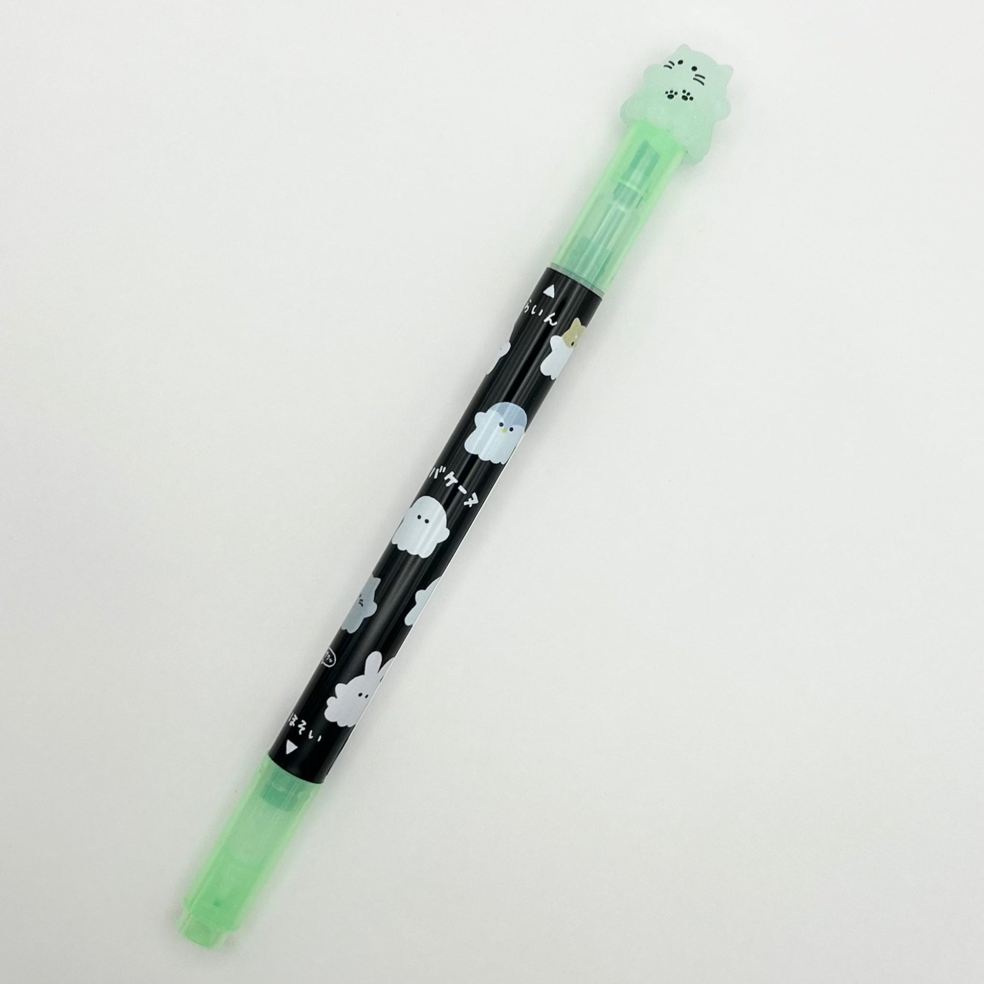 Highlighter pens with mascot in green color