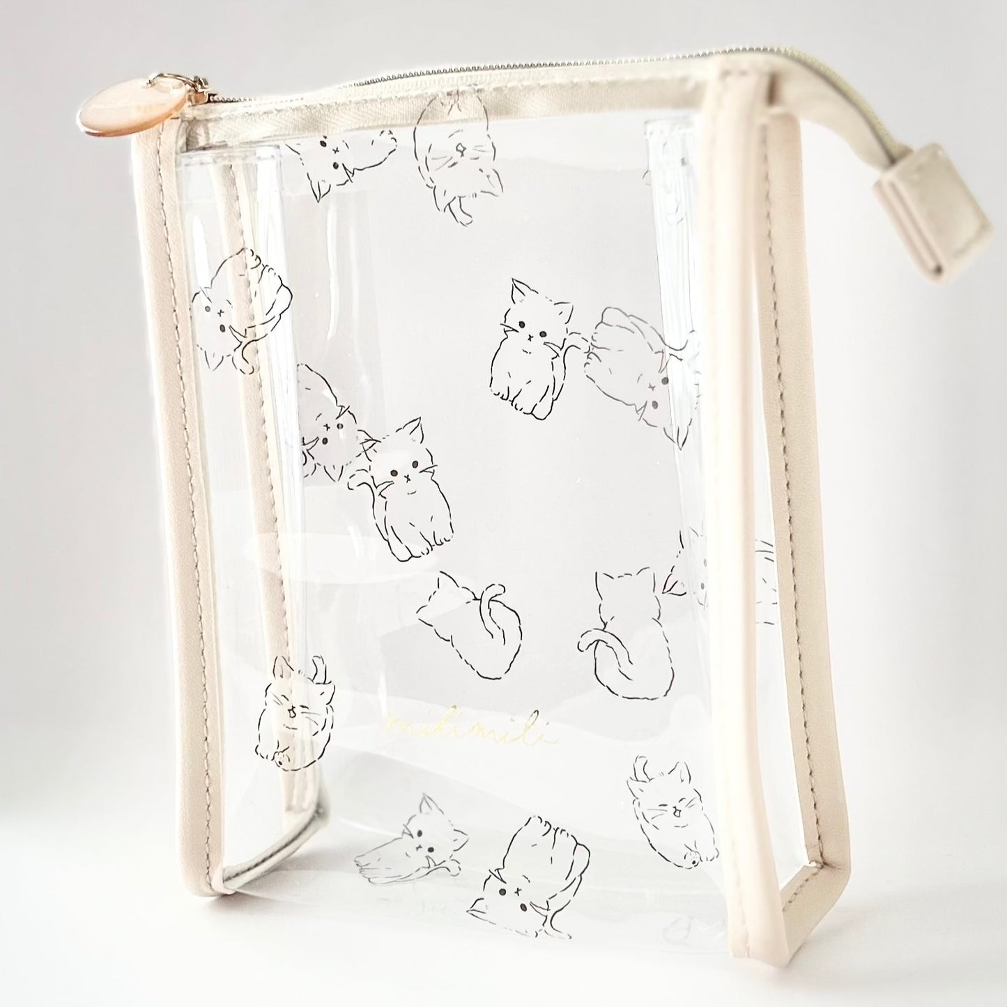 small clear bag with cat print