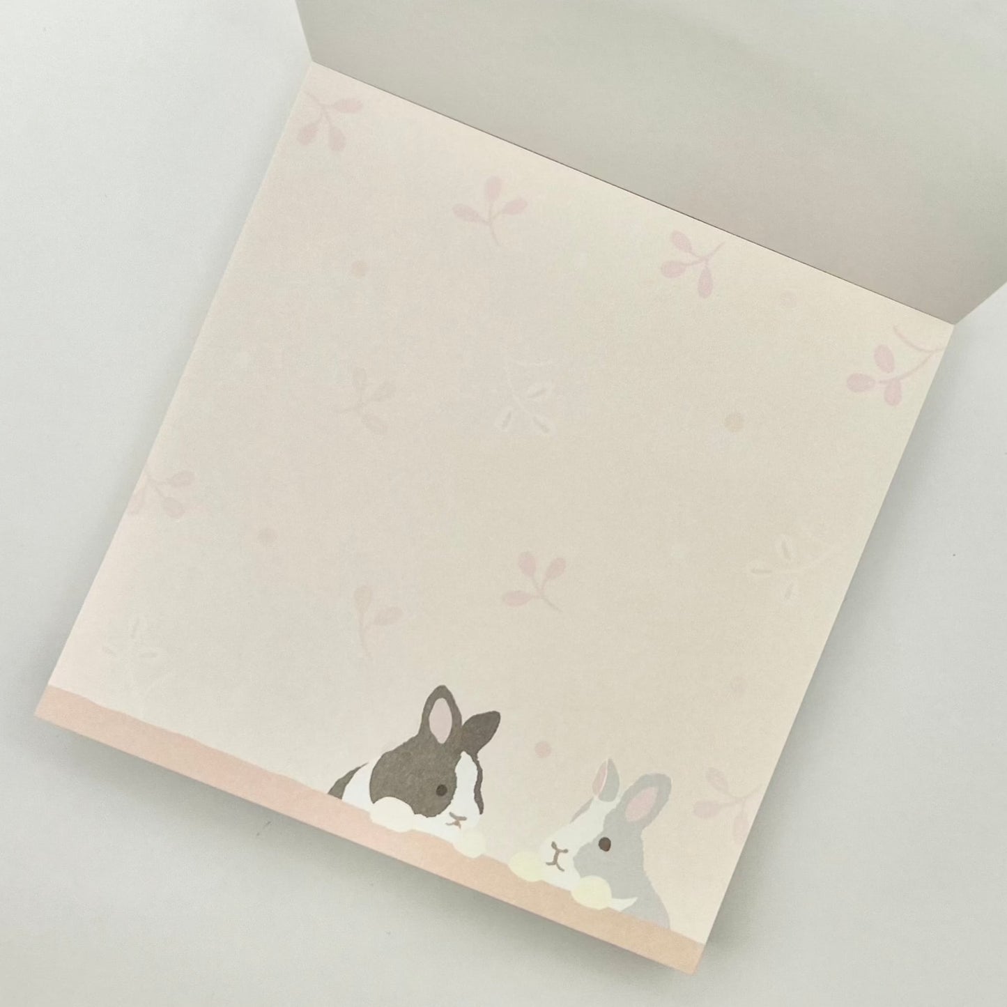 bunny square memo pad open