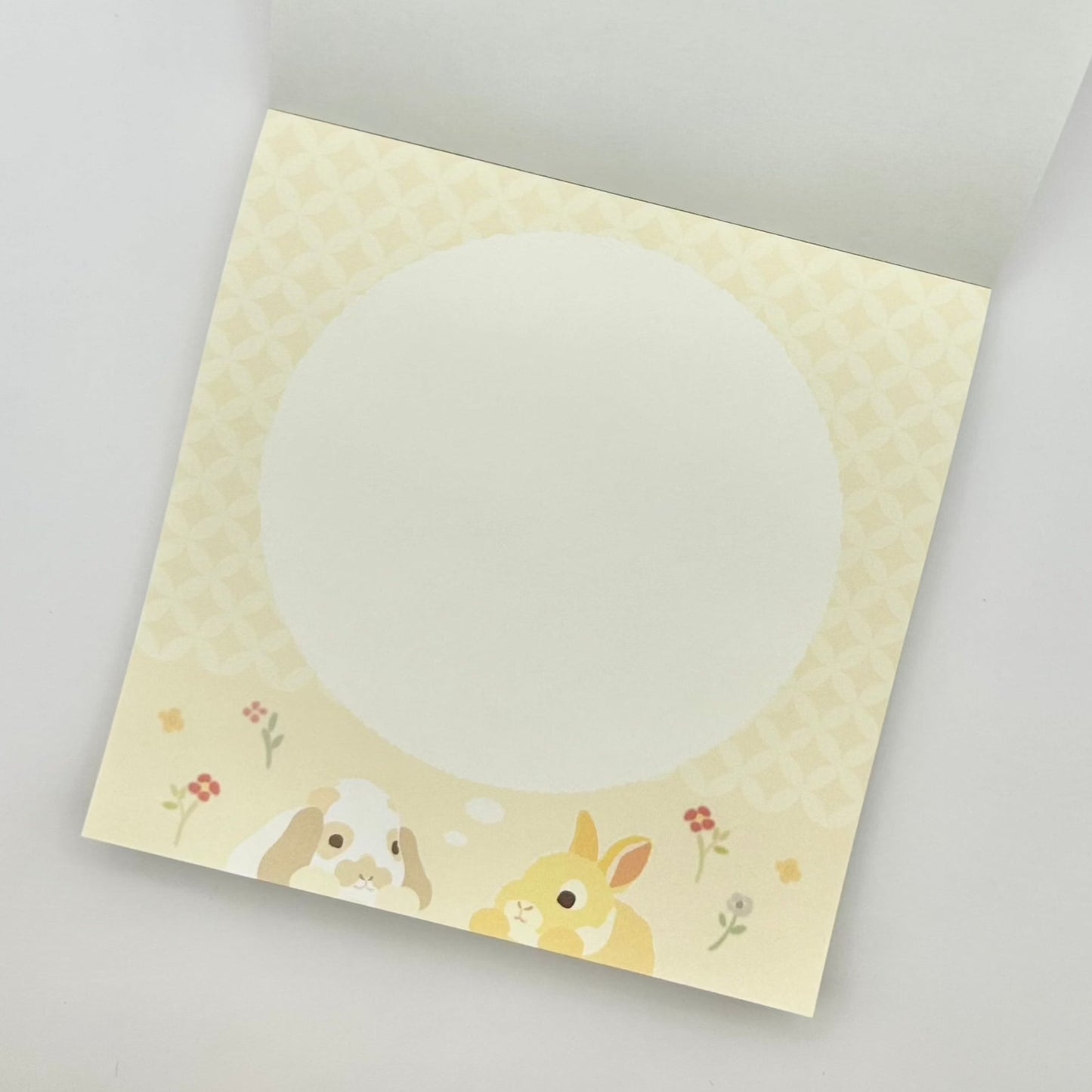 bunny square memo pad open