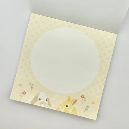 bunny square memo pad open