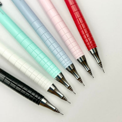 display of mechanical pencils zoomed in to show tips of the pencil with multiple colors