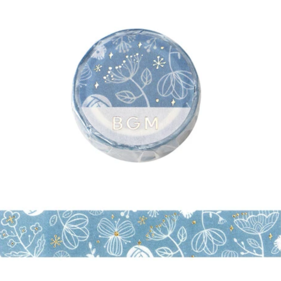 Kusabana Techo Foiled Masking Tape - Blue Transparent