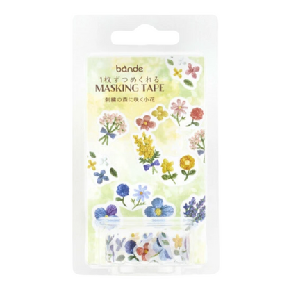 Small Flowers Blooming in Embroidered Forest Washi Sticker Roll