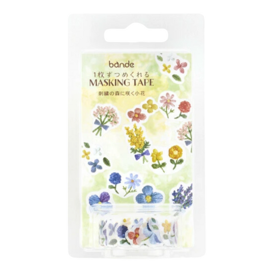Small Flowers Blooming in Embroidered Forest Washi Sticker Roll