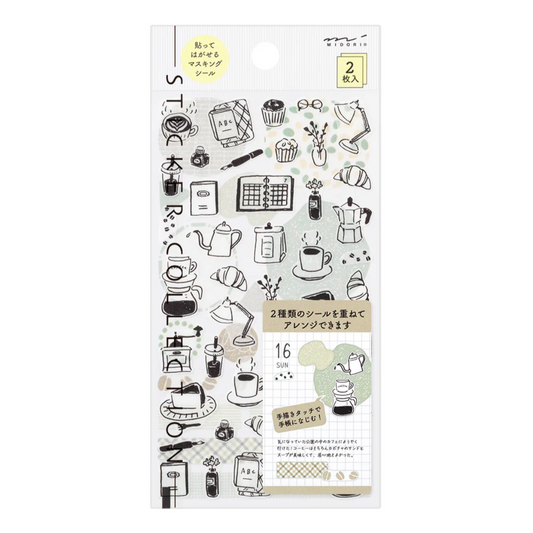 Midori Planner Stickers - Removable - Monotone Cafe