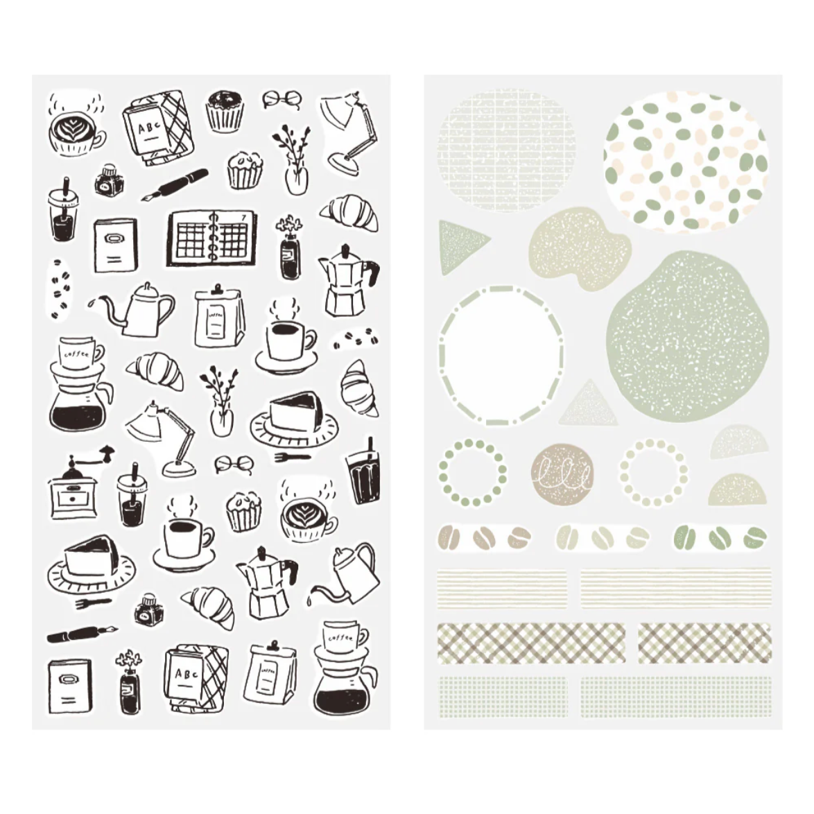 Midori Planner Stickers - Removable - Monotone Cafe