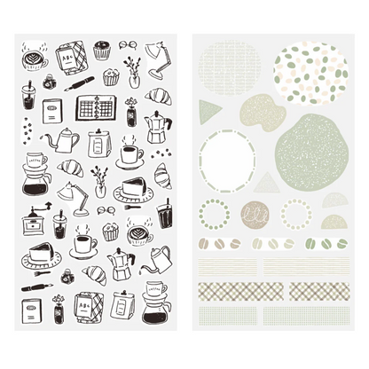 Midori Planner Stickers - Removable - Monotone Cafe