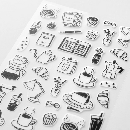Midori Planner Stickers - Removable - Monotone Cafe