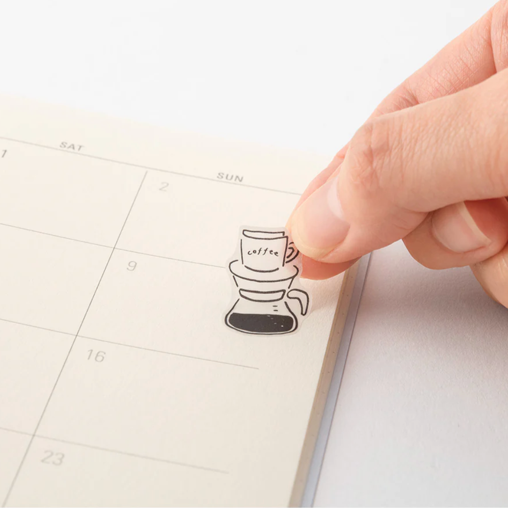 Midori Planner Stickers - Removable - Monotone Cafe