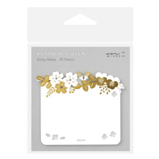 Midori Sticky Notes - Die Cut - Foil Stamped Flowers