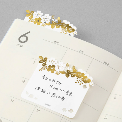 Midori Sticky Notes - Die Cut - Foil Stamped Flowers