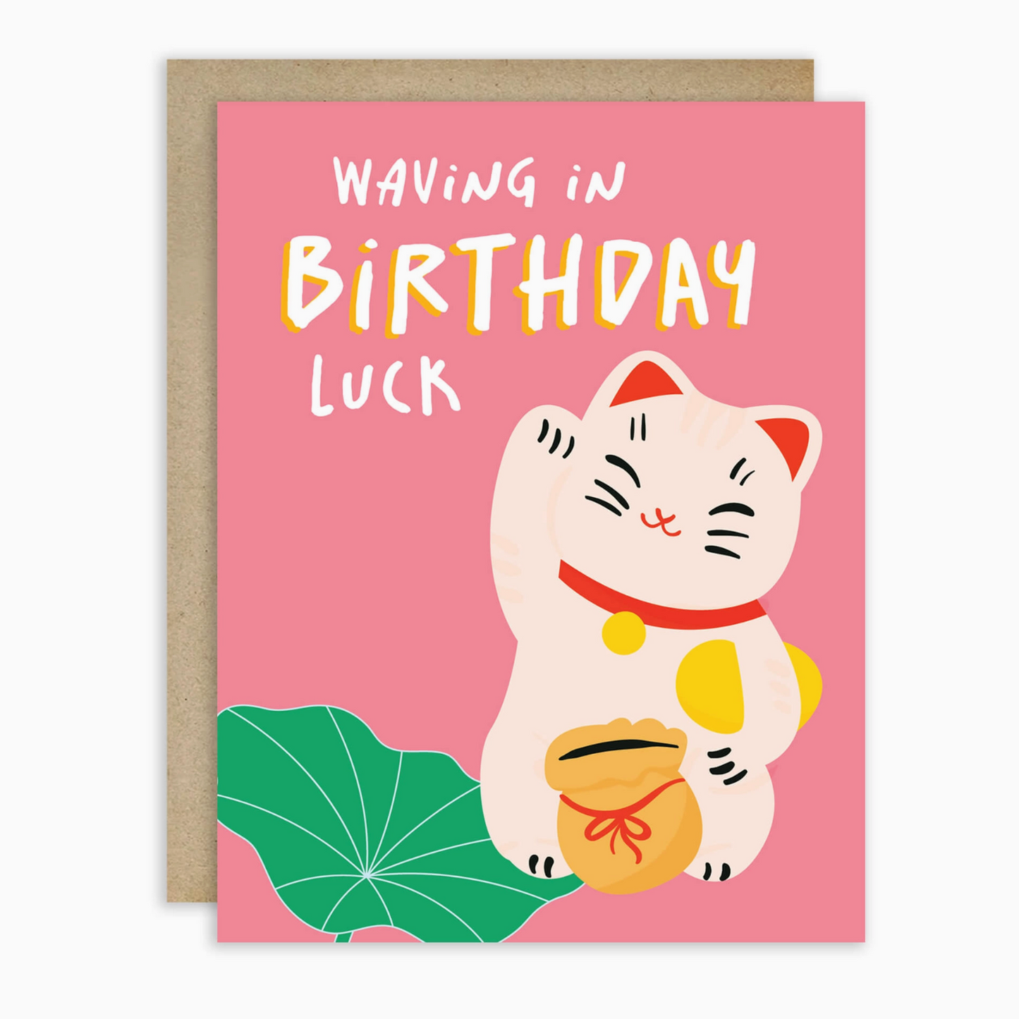 Waving in Luck Funny Birthday Card