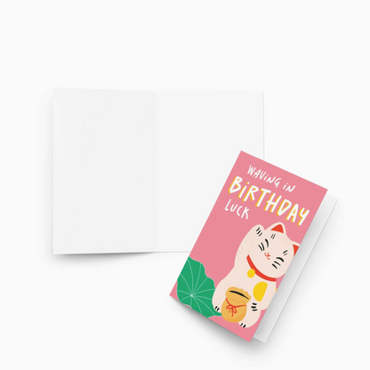 Waving in Luck Funny Birthday Card
