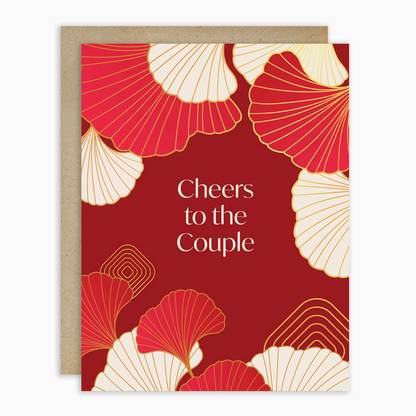 Red & Gold Gingko Wedding Card