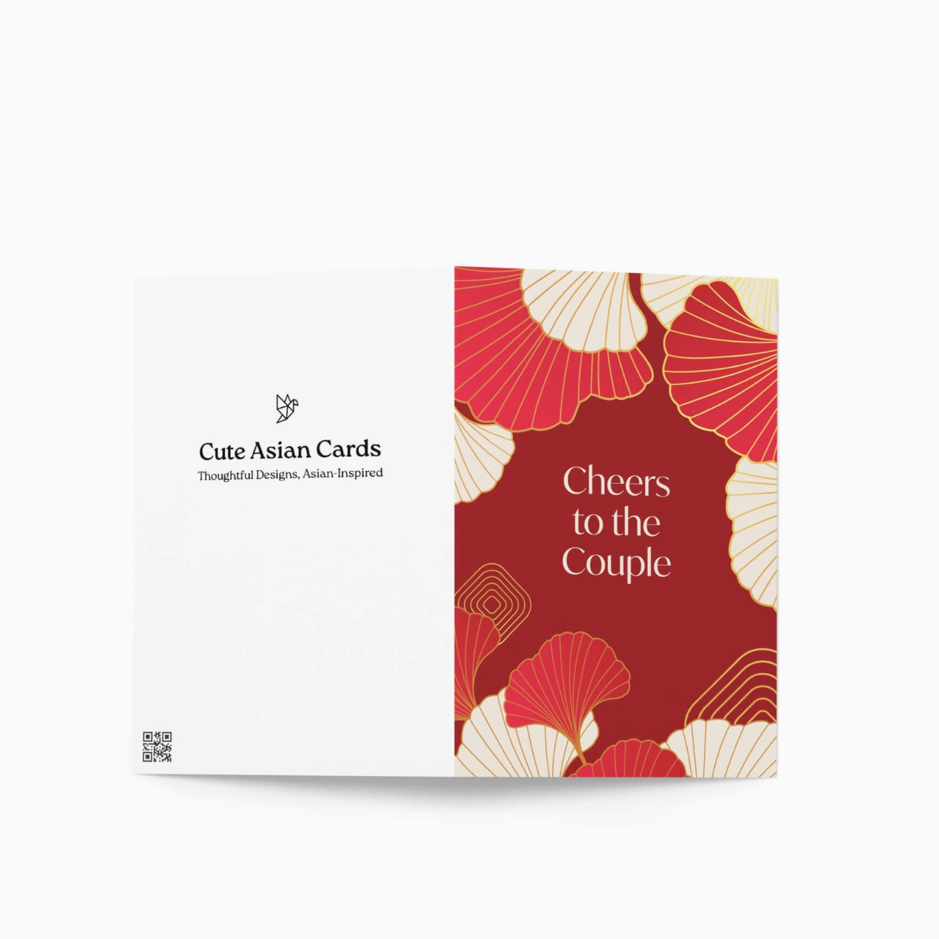 Red & Gold Gingko Wedding Card