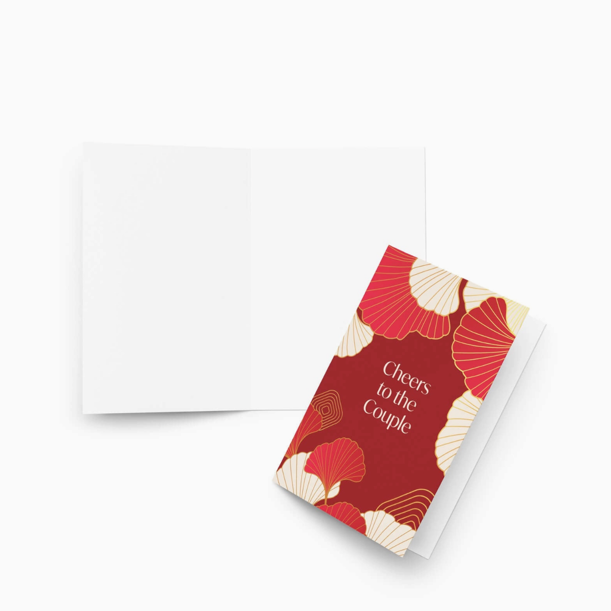 Red & Gold Gingko Wedding Card