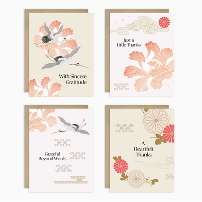 Crane & Peony Thank You Greeting Cards Box Set