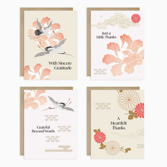 Crane & Peony Thank You Greeting Cards Box Set