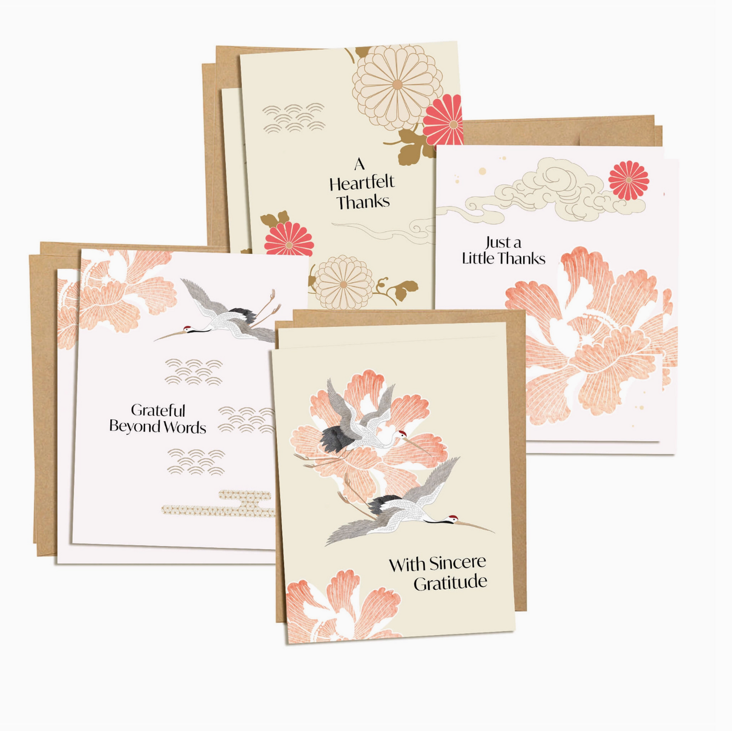 Crane & Peony Thank You Greeting Cards Box Set