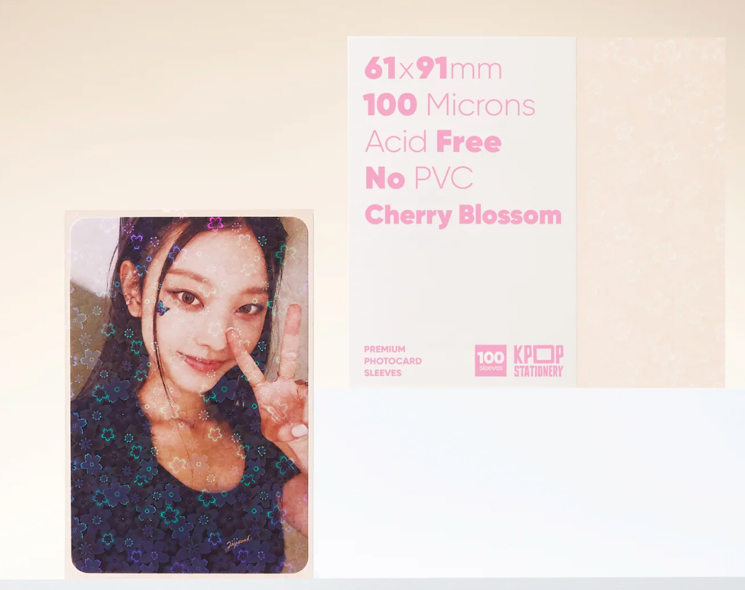 Holographic Cherry Blossom Sleeves, 61 x 91mm