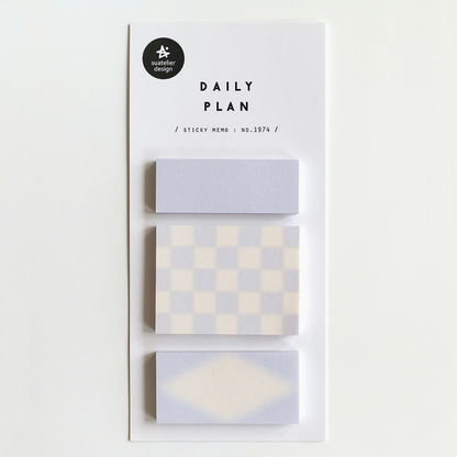 Set of sticky notes with geometric patterns on a white background