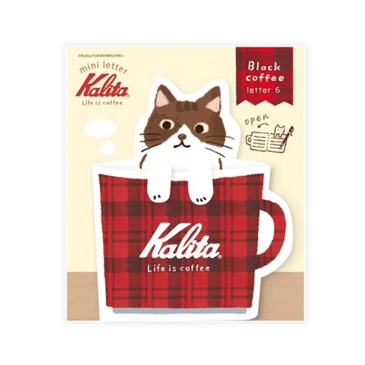 Kalita coffee filter letter set with a cat design on a white background