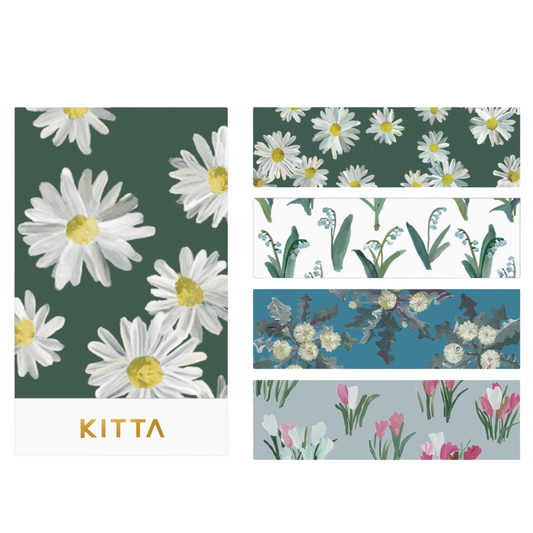 Set of floral patterns with 'KITTA' branding on a white background