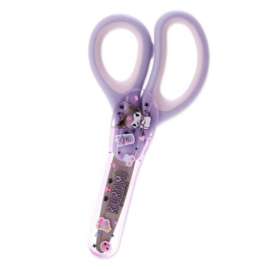 Pair of scissors with cartoon character design on a white background