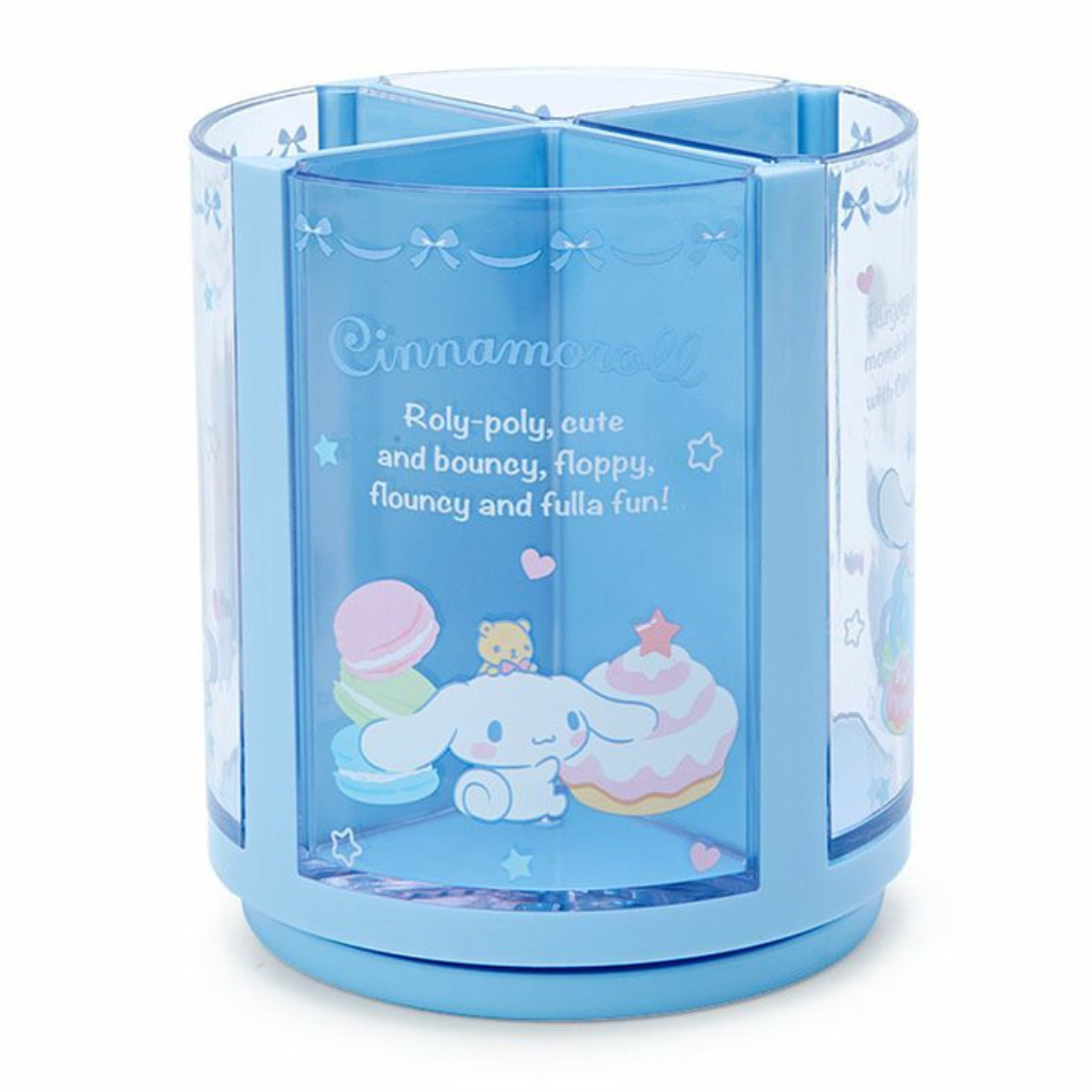 Cinnamoroll blue pen holder with cartoon character and text on a white background