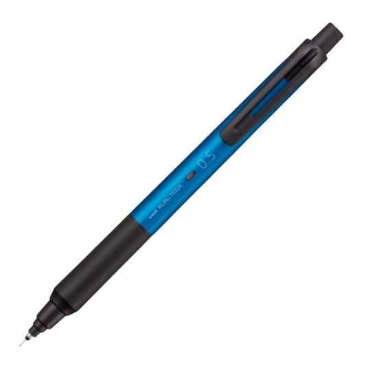 Blue and black mechanical pencil on a white background