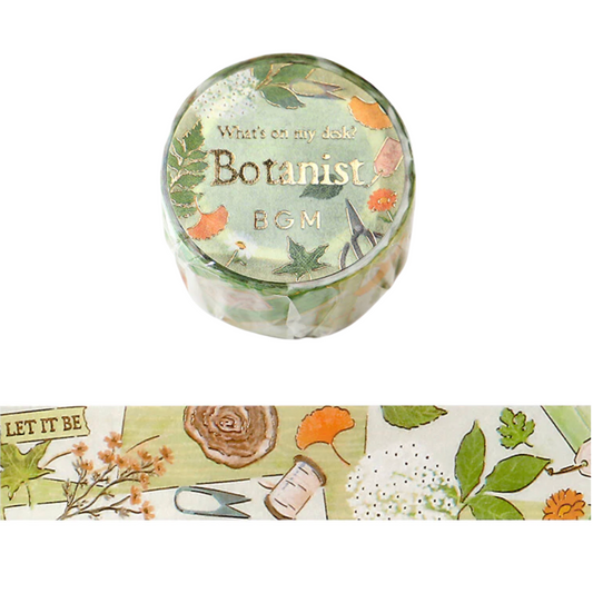 Roll of botanical-themed washi tape with 'Botanist' branding on a white background.