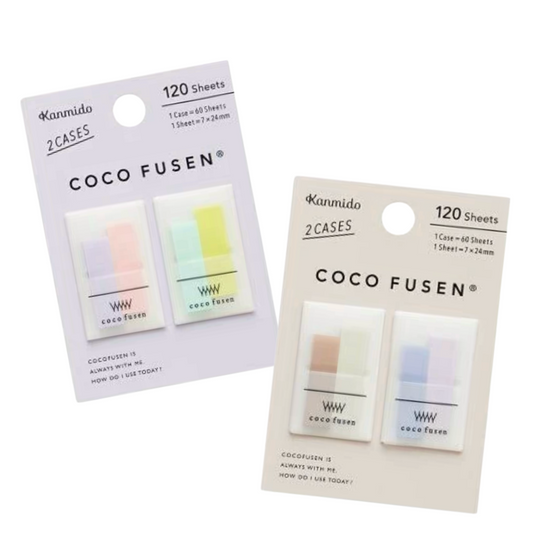 Two packages of Coco Fusen paper with colorful samples on a white background