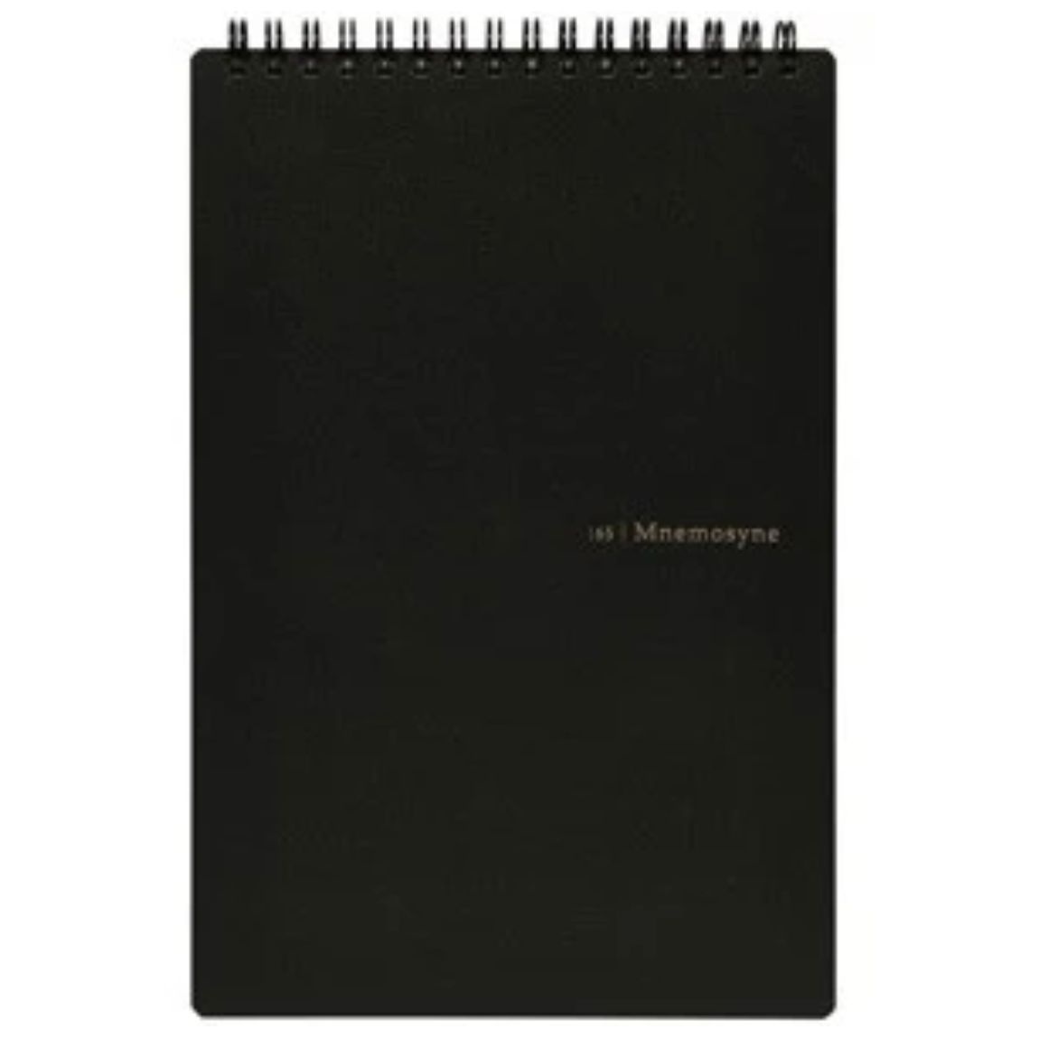 Black notebook with 'Mnemosyne' branding on a white background