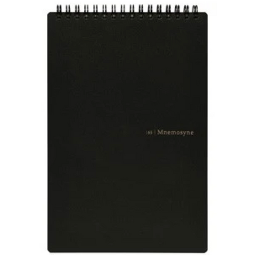 Black notebook with 'Mnemosyne' branding on a white background