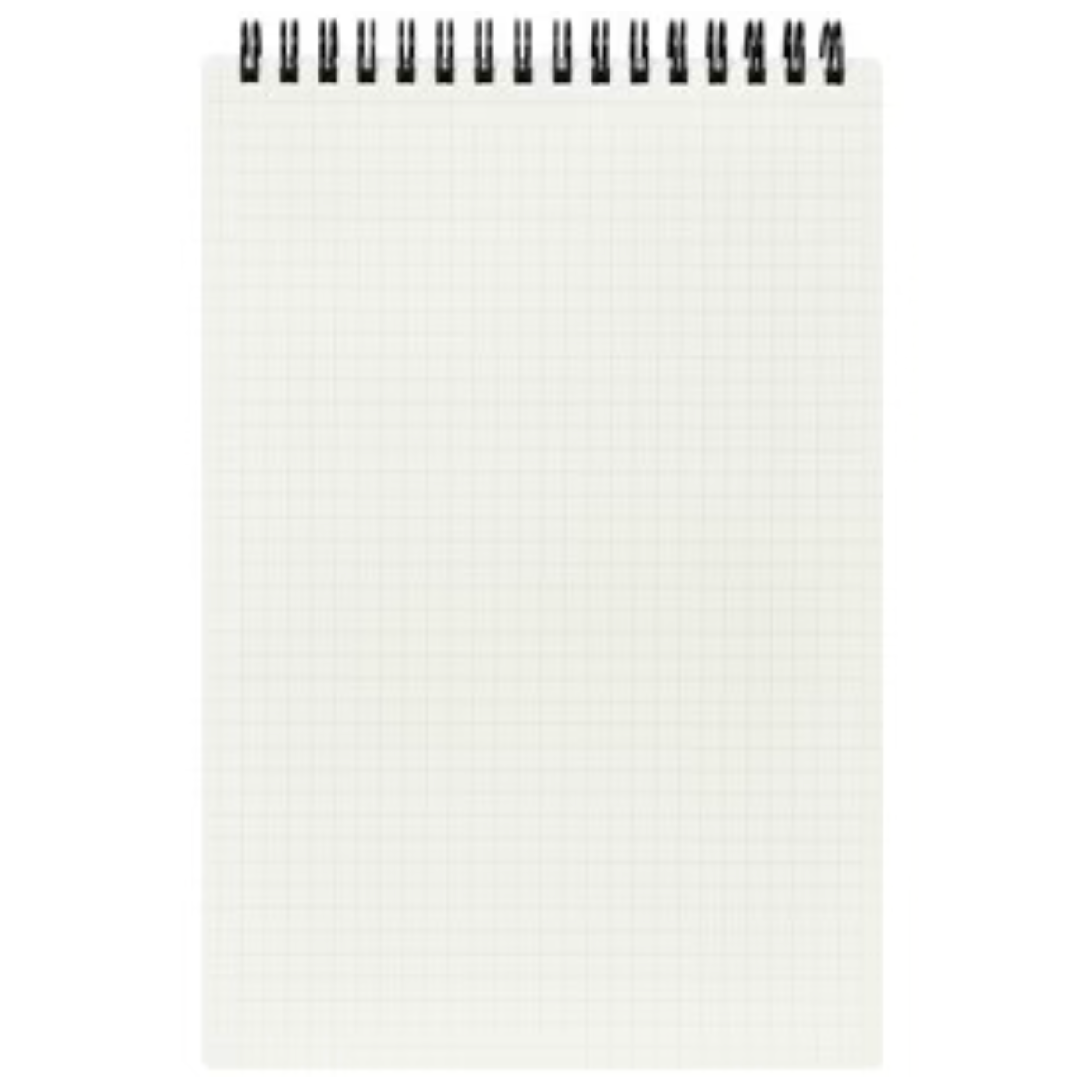 Blank white notepad with black wire binding on a white background