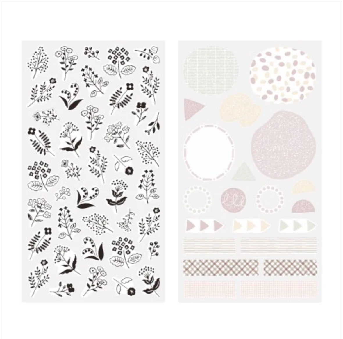 MIDORI | STICKER 2642 TWO SHEETS MONOTONE FLOWER