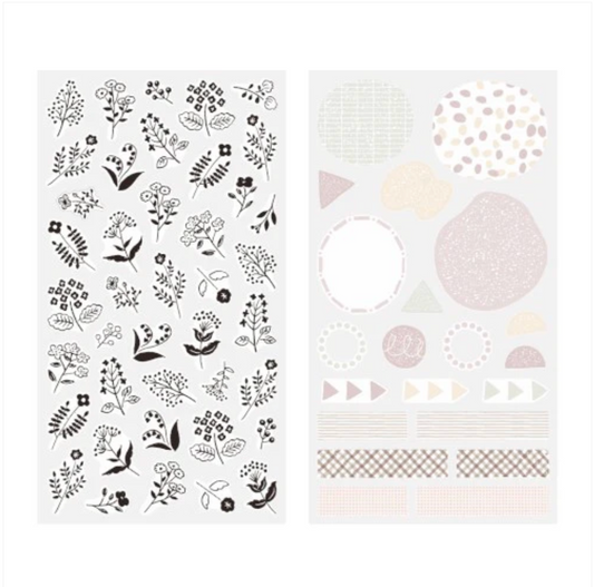 MIDORI | STICKER 2642 TWO SHEETS MONOTONE FLOWER