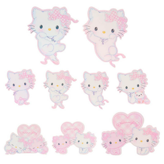 Set of Hello Kitty plush toys with various poses on a white background