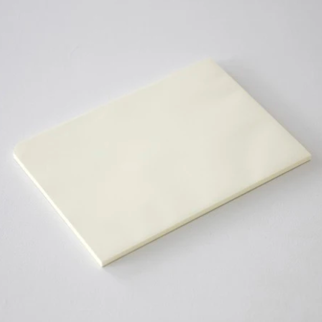 Rectangular white paper pad on a light gray background
