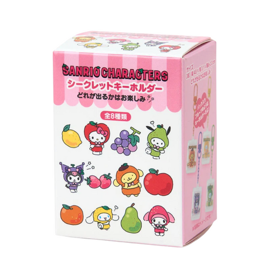 Pink packaging box with Sanrio character illustrations on a white background