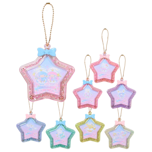 Set of star-shaped decorative items with pastel colors on a white background