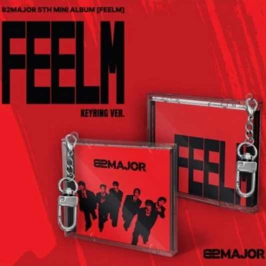 Album packaging with keychain and '62MAJOR' branding on a red background