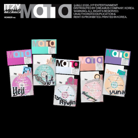 Collage of colorful cards with names on a black background, featuring the Motto logo.