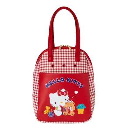 Red checkered bag with Hello Kitty design on a white background