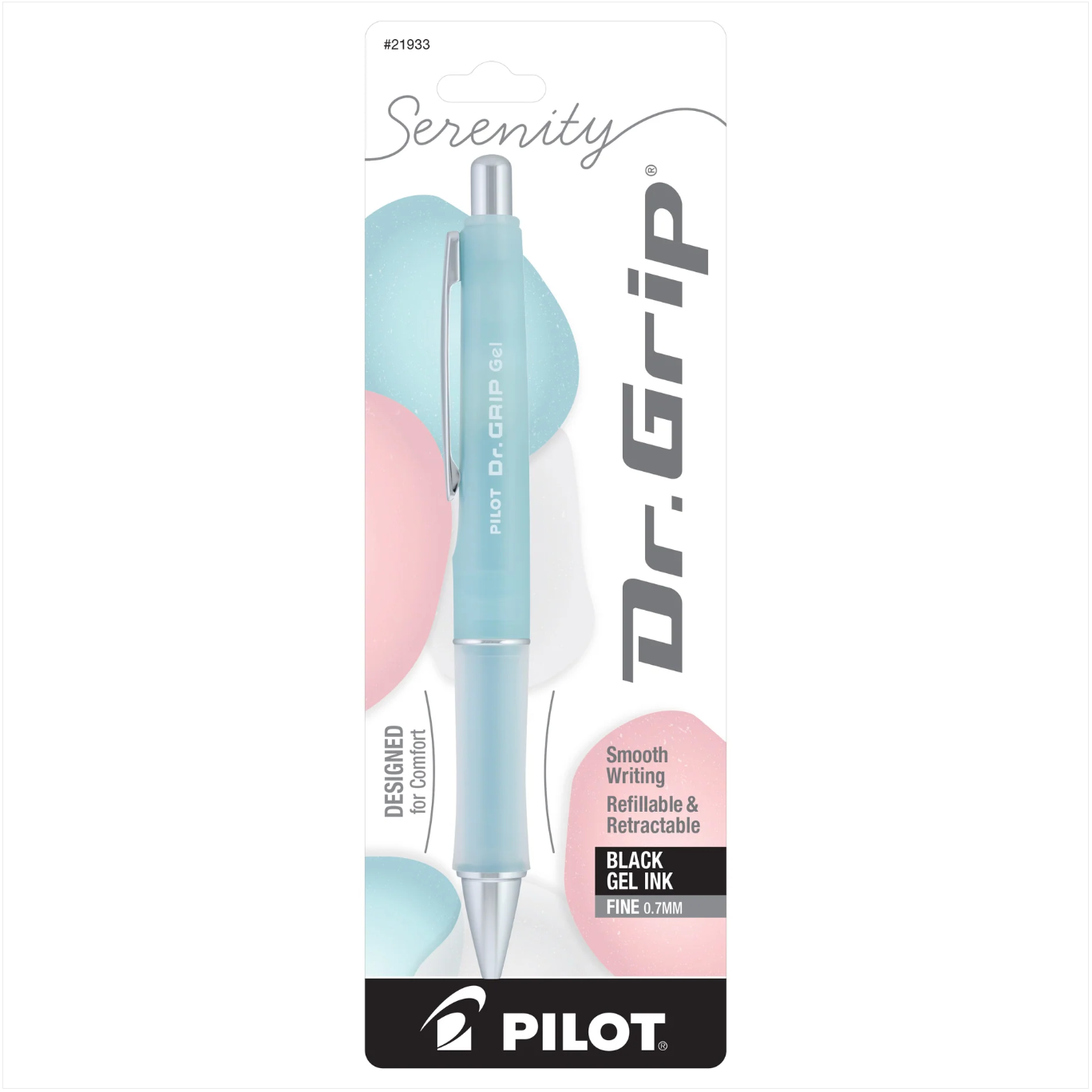 Pilot Dr. Grip Serenity pen packaging on a white background
