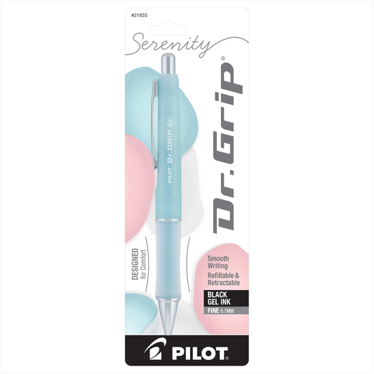 Pilot Dr. Grip Serenity pen packaging on a white background