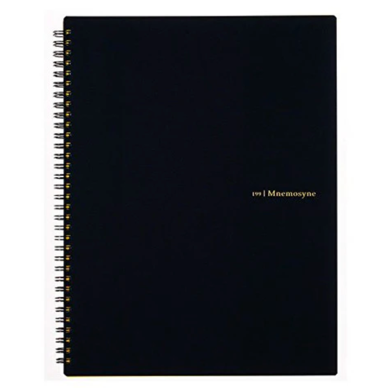 Black notebook with 'Mnemosyne' branding on a white background